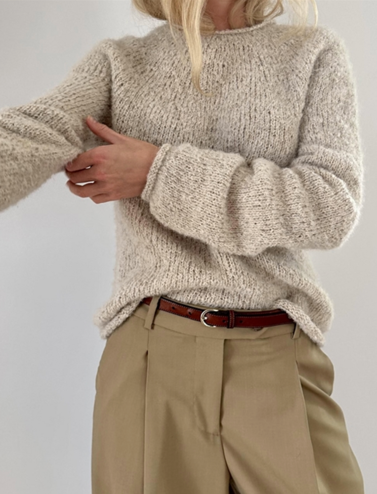 Le Knit - Plain Yoke Sweater - Papir