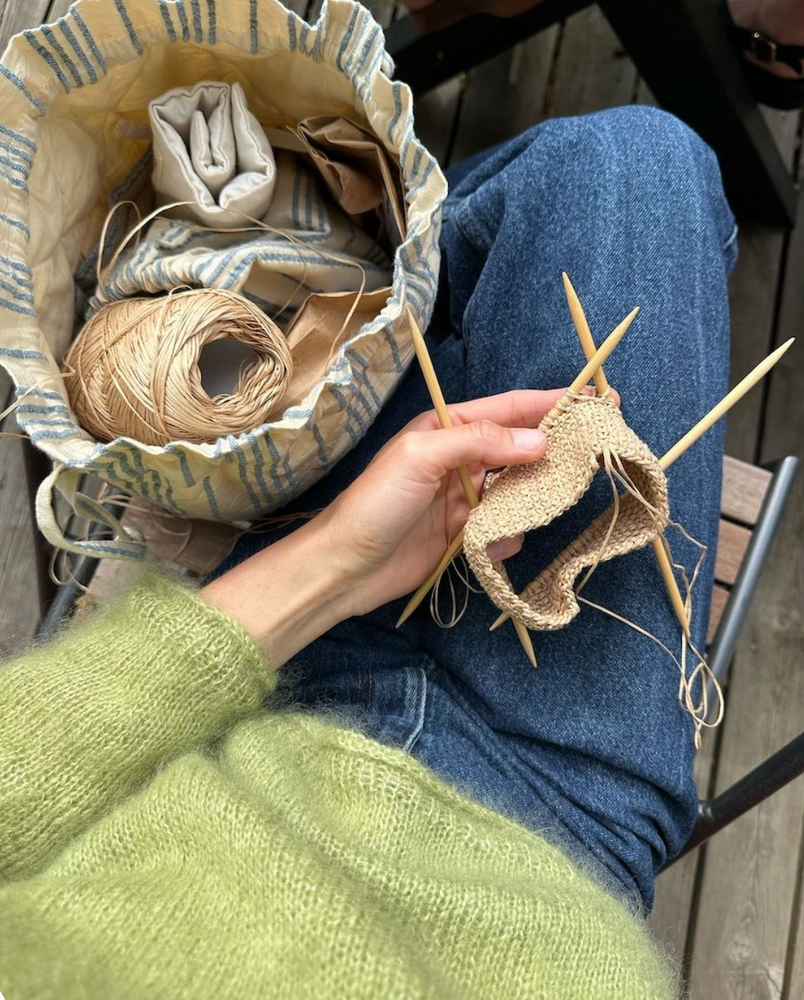 Knitter's Project Bag - Striped Seersucker