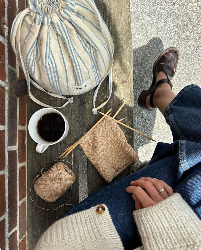 Knitter's Project Bag - Striped Seersucker